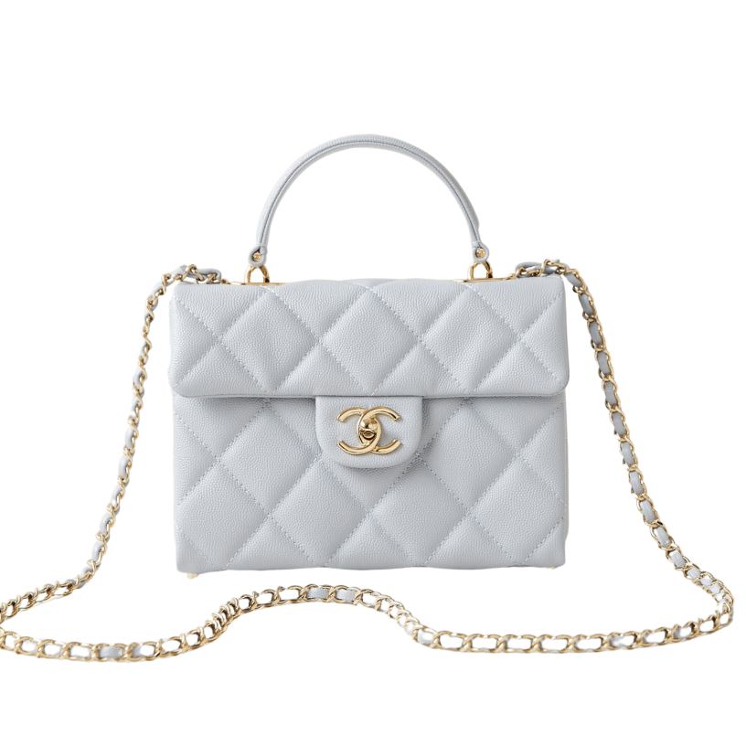 ＣＨＮＥＬFLAP BAG WITH A TOP HANDLE ASH GRAY