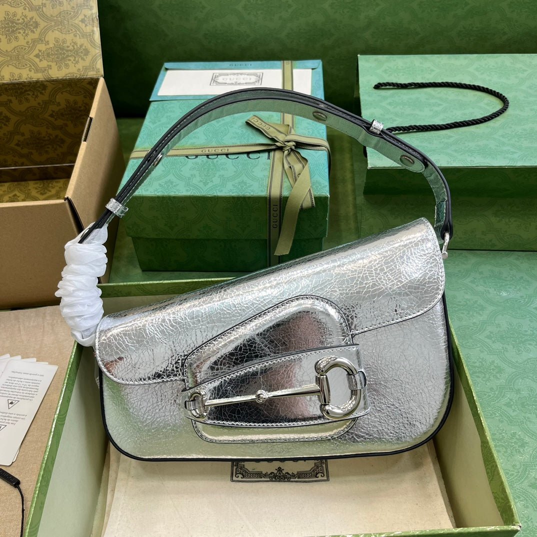ＧＣＣＩHORSEBIT 1955 METALLIC LEATHER SHOULDER BAG