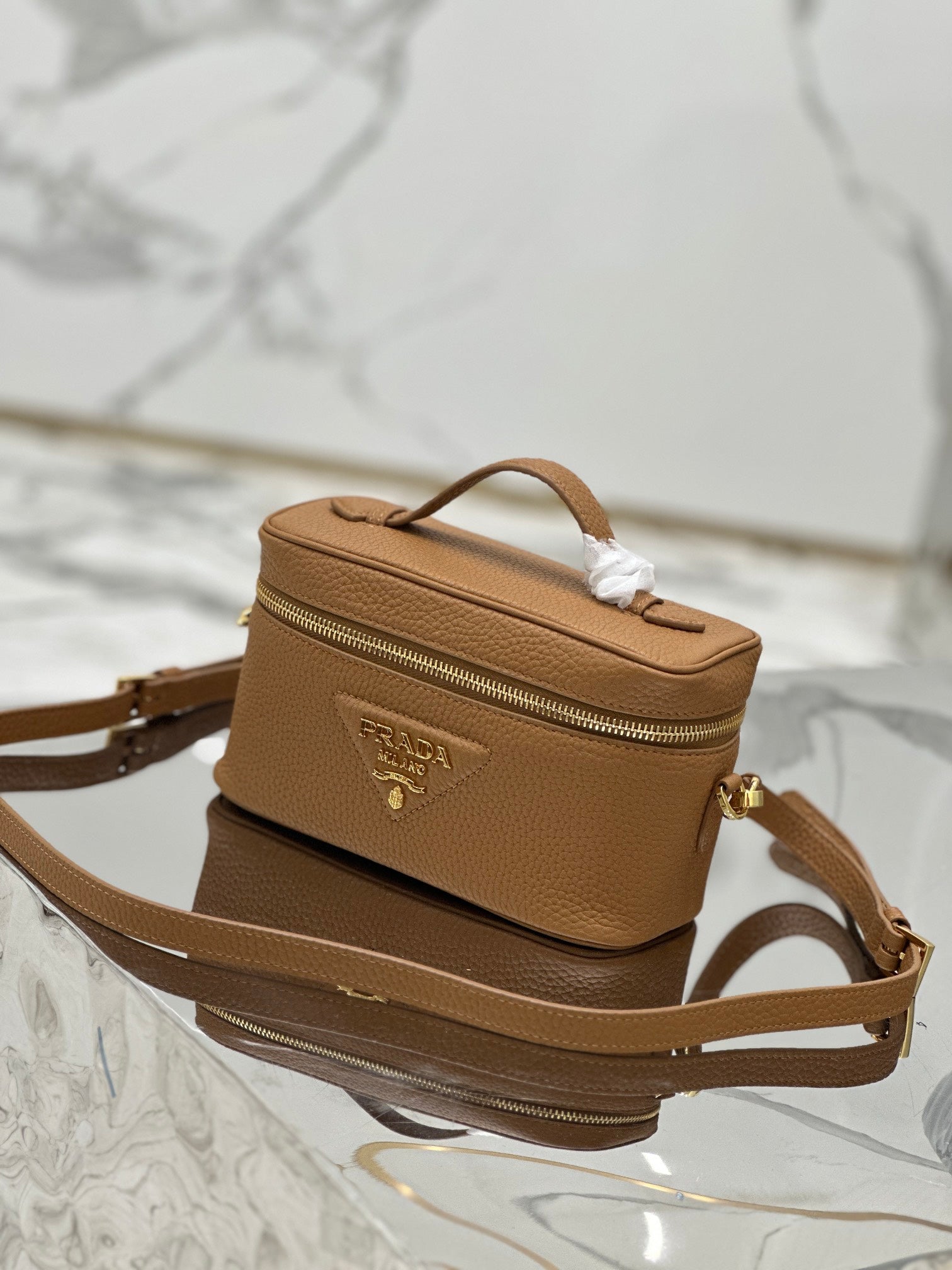 ＰＲＤＡ LEATHER MINI BAG COGNAC