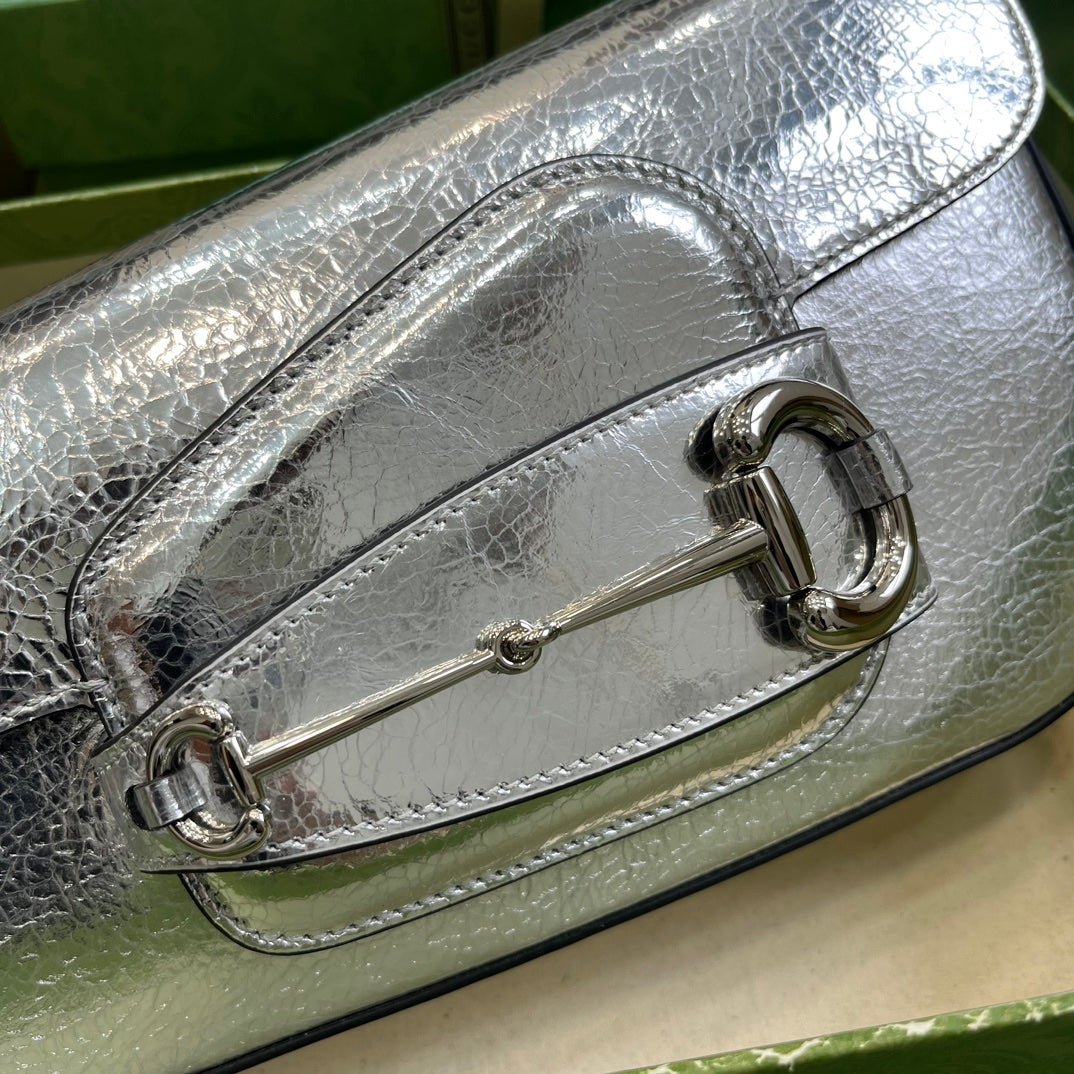 ＧＣＣＩHORSEBIT 1955 METALLIC LEATHER SHOULDER BAG