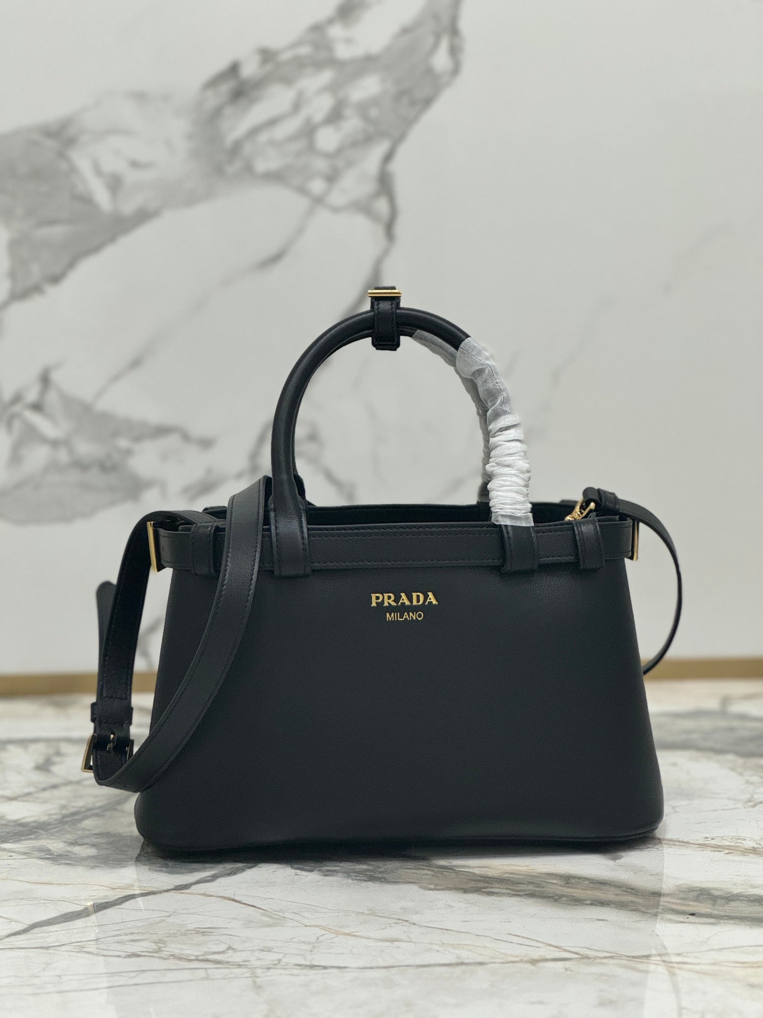 ＰＲＤＡ BUCKLE SMALL LEATHER HANDBAG WITH DOUBLE BELT