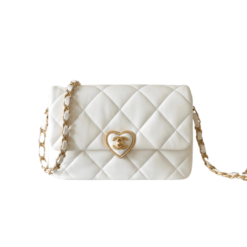 ＣＨＮＥＬHEART MINI FLAP BAG WHITE