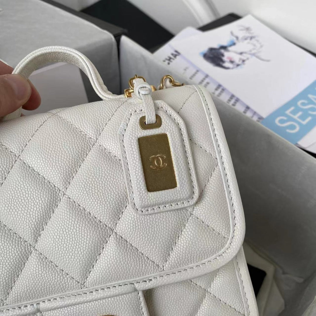 ＣＨＮＥＬ SMALL FLAP BAG WITH TOP HANDLE WHITE