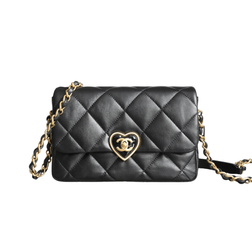 ＣＨＮＥＬHEART MINI FLAP BAG BLACK