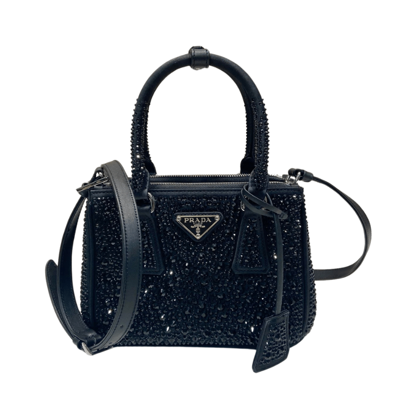 ＰＲＤＡ GALLERIA SATIN MINI-BAG WITH CRYSTALS