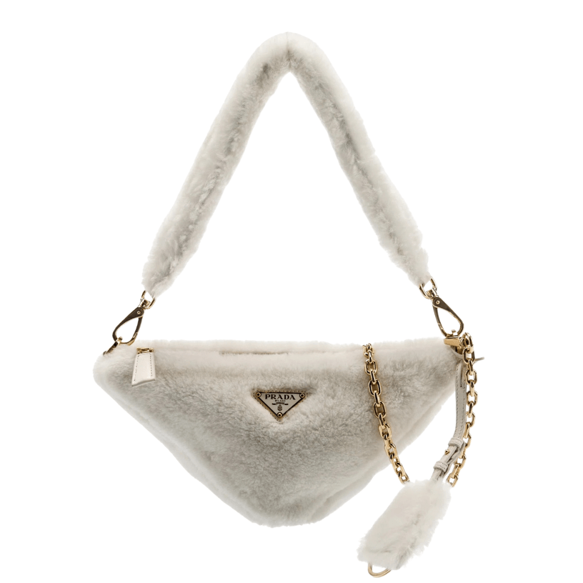 ＰＲＤＡ 2018 MINI SHEARLING TRIANGLE SATCHEL WHITE