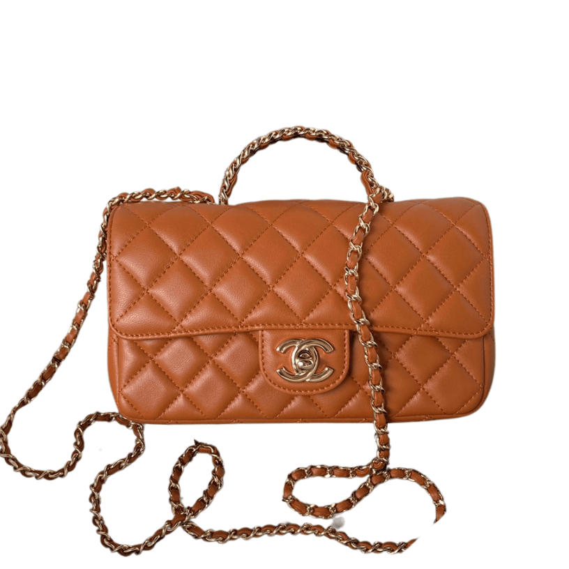 ＣＨＮＥＬFLAP BAG WITH TOP HANDLE RUST