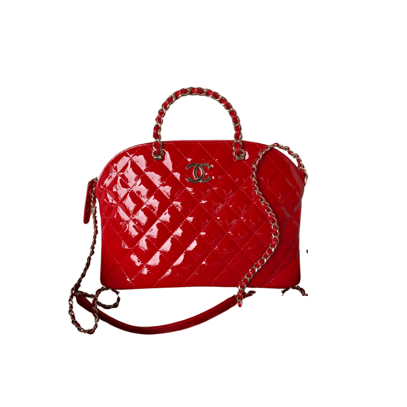 ＣＨＮＥＬPATENT LEATHER CHAIN TOTE BAG RED