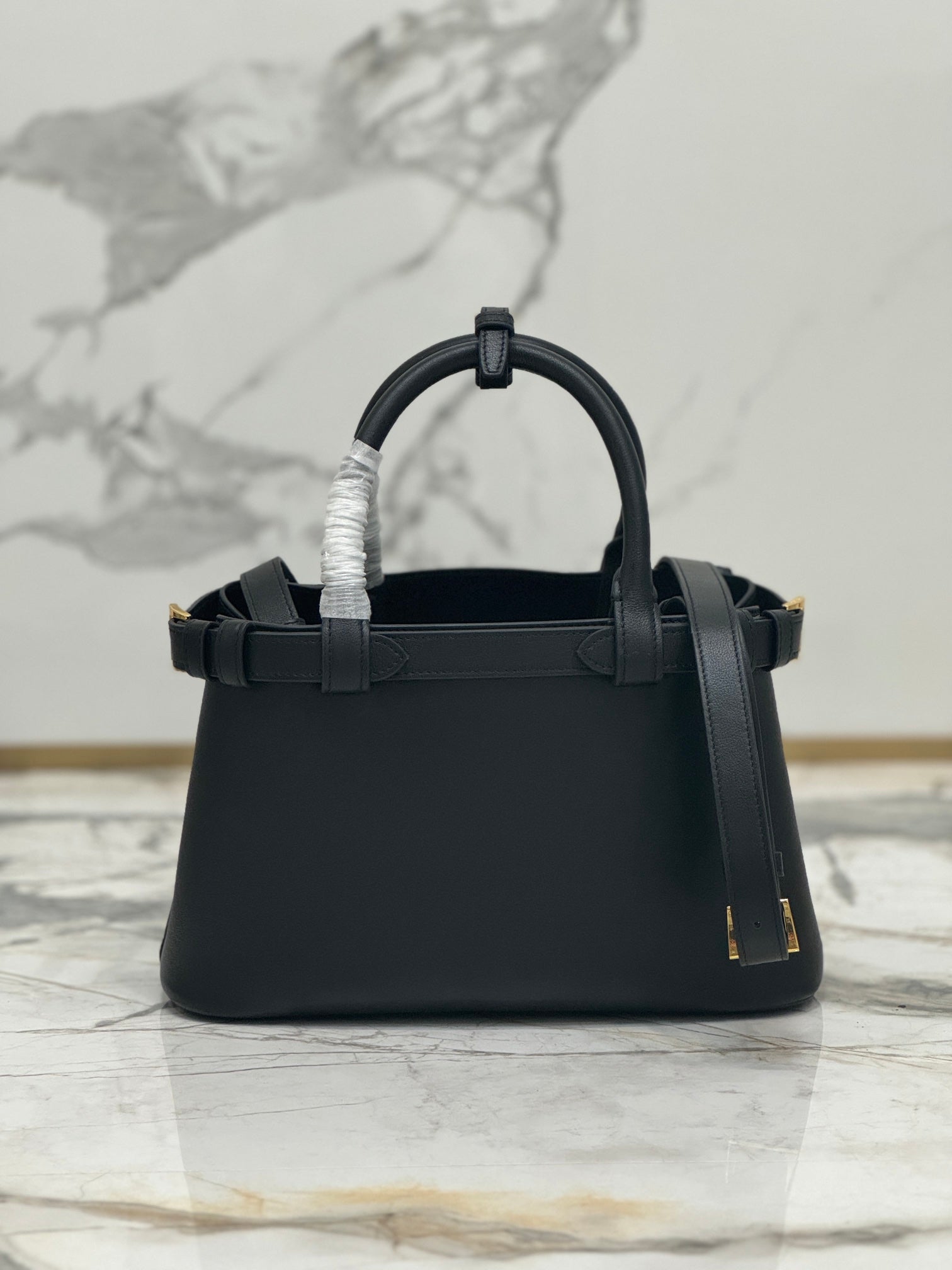 ＰＲＤＡ BUCKLE LEATHER HANDBAG WITH DOUBLE BELT