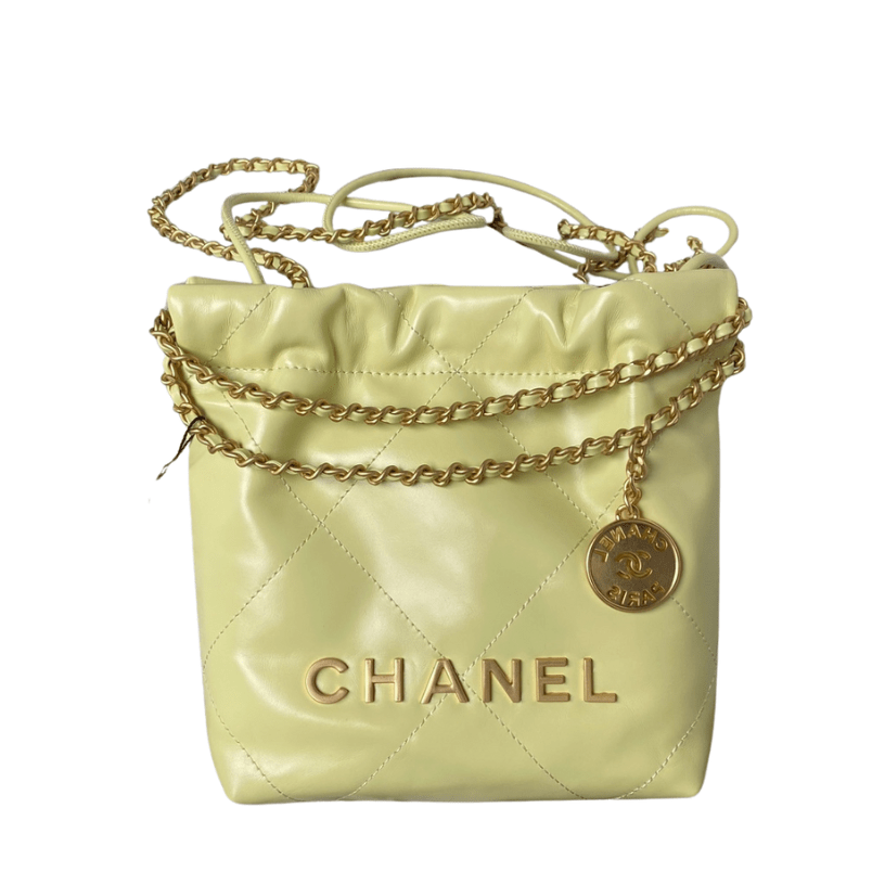 ＣＨＮＥＬ22 MINI HANDBAG LIGHT GREEN GOLD METAL