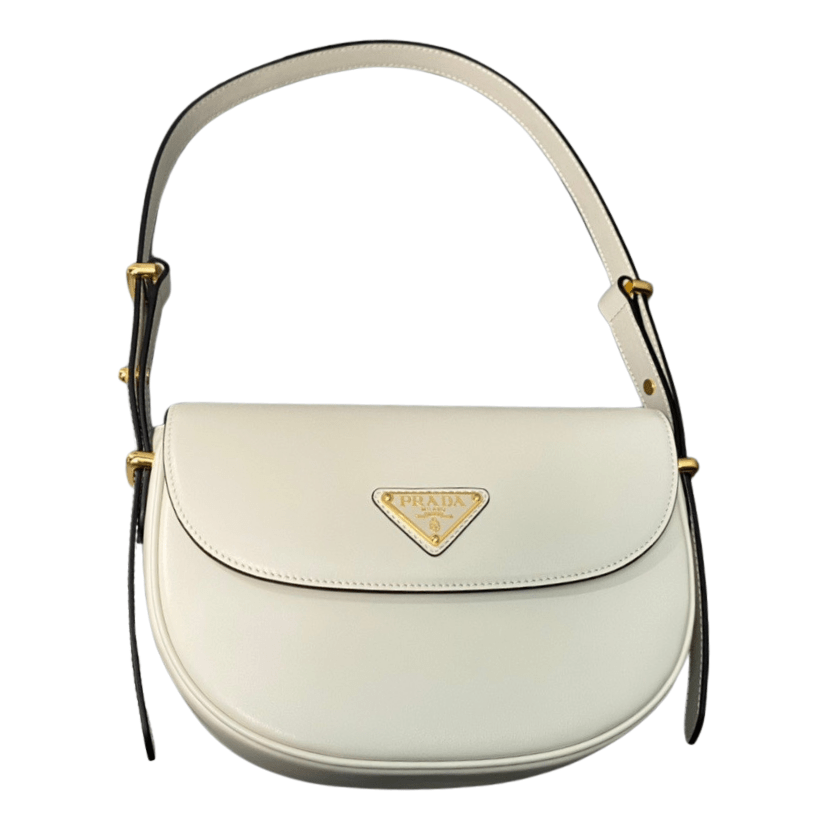 ＰＲＤＡ ARQUÉ LEATHER SHOULDER BAG WITH FLAP WHITE