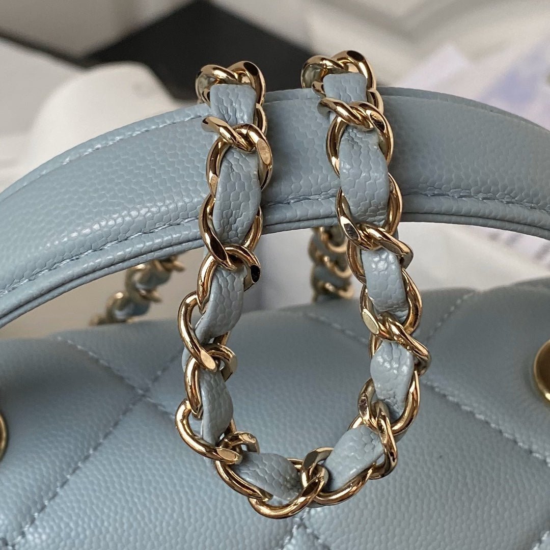 ＣＨＮＥＬTOP HANDLE FLAP BAG LIGHT BLUE