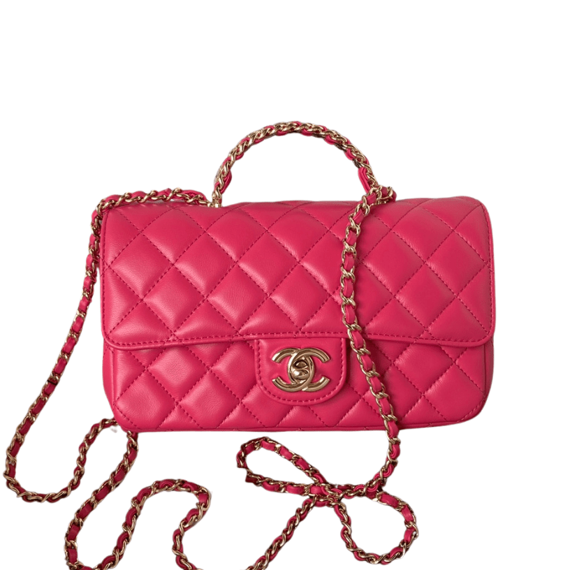 ＣＨＮＥＬFLAP BAG WITH TOP HANDLE PINK