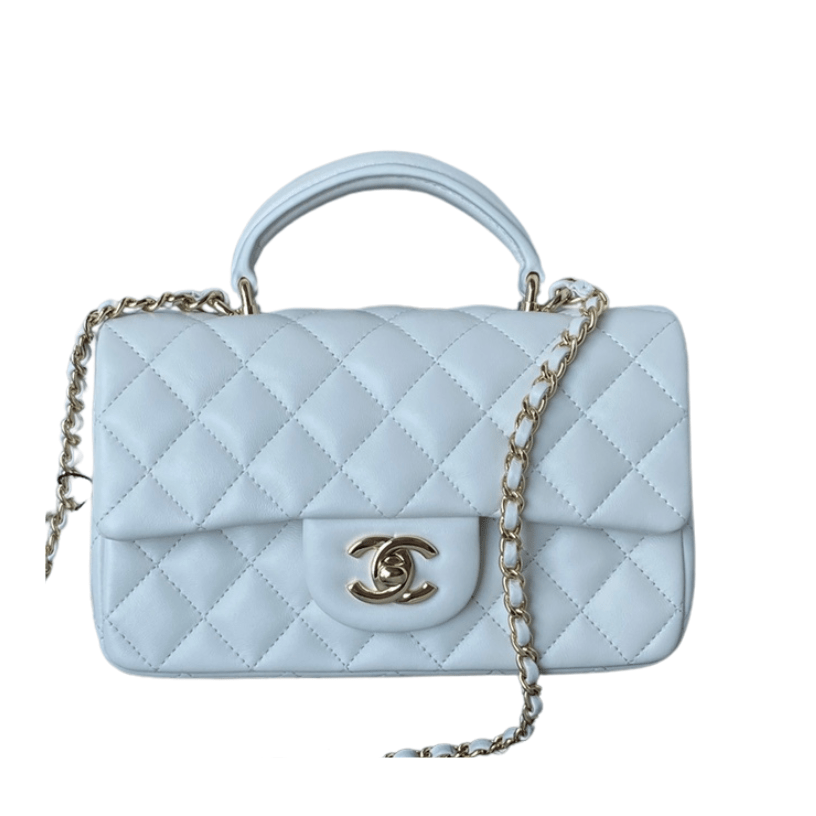 ＣＨＮＥＬMINI FLAP BAG WITH HANDLE LIGHT BLUE