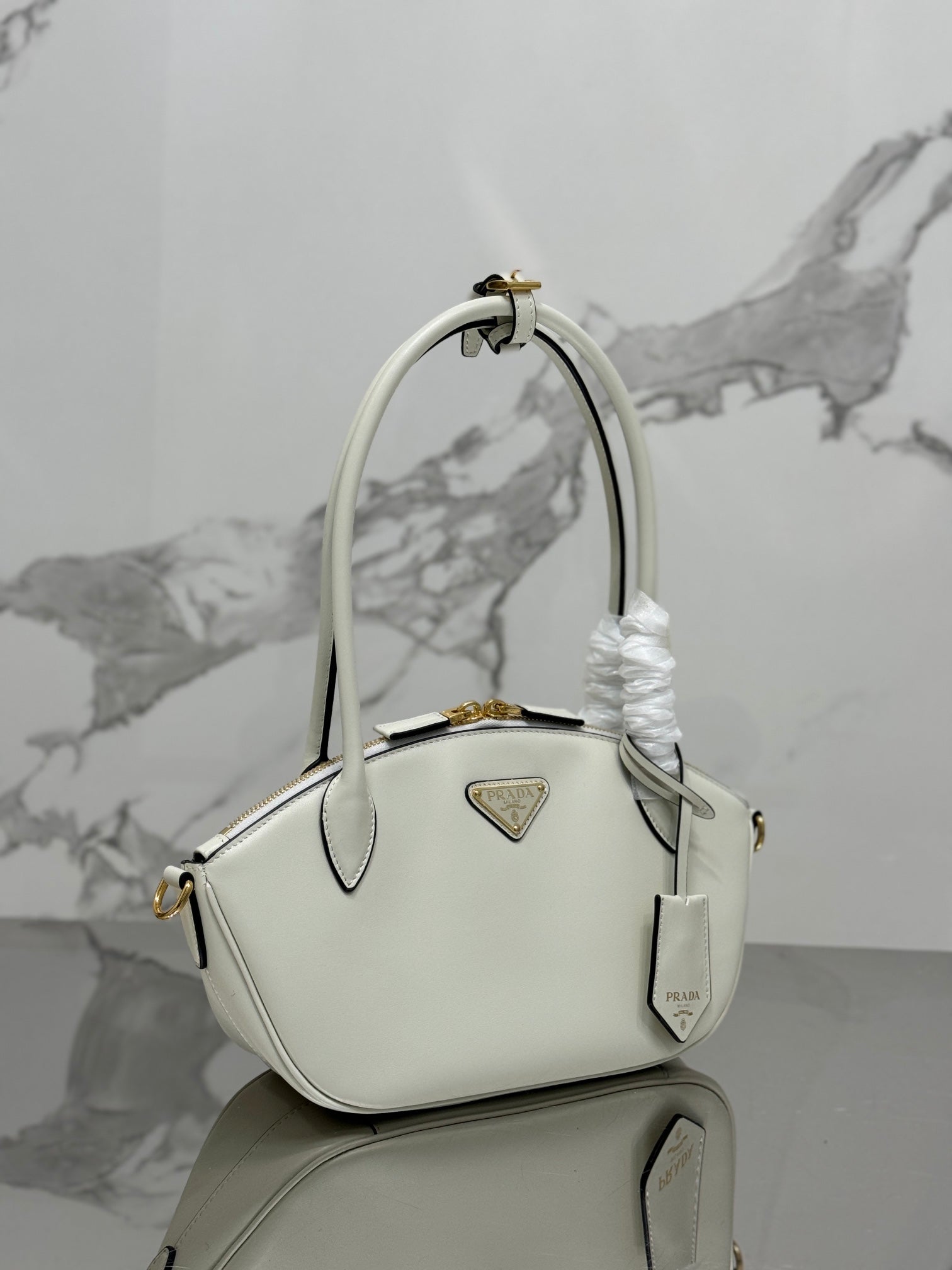 ＰＲＤＡ SMALL LEATHER HANDBAG WHITE