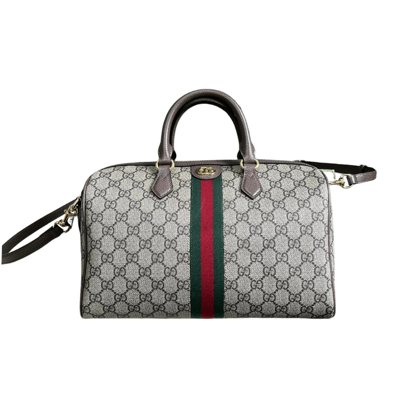 ＧＣＣＩOPHIDIA MEDIUM BOSTON BAG BEGIE-DARK BROWN