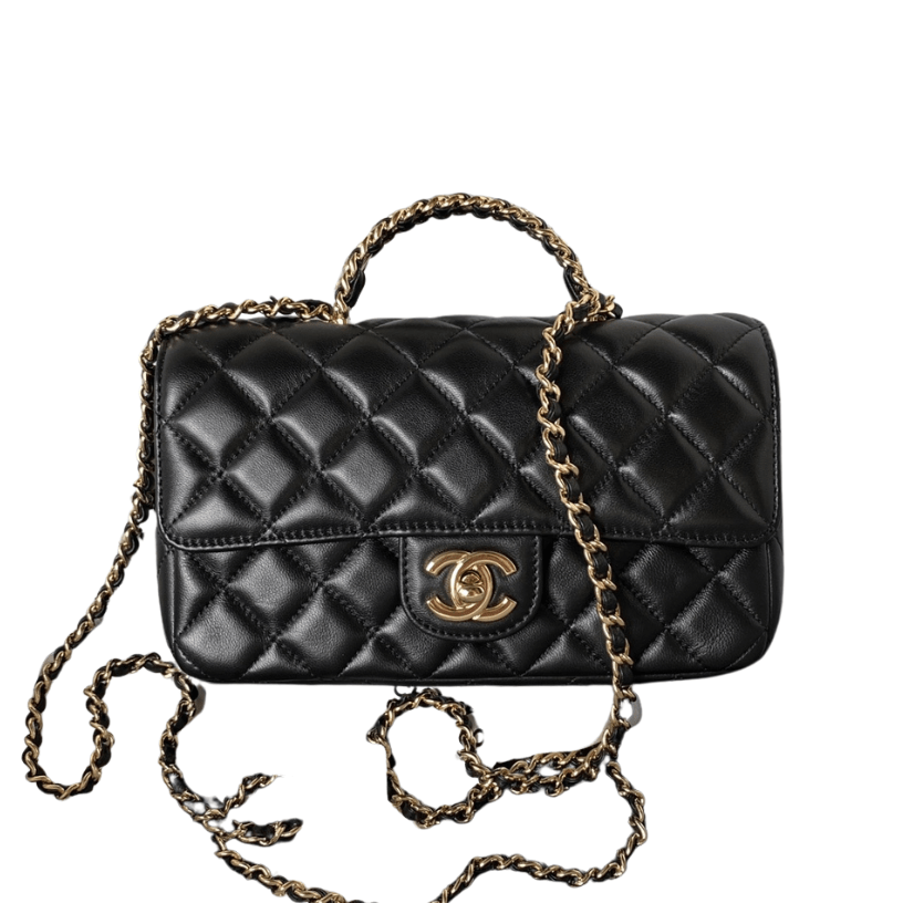 ＣＨＮＥＬFLAP BAG WITH TOP HANDLE BLACK