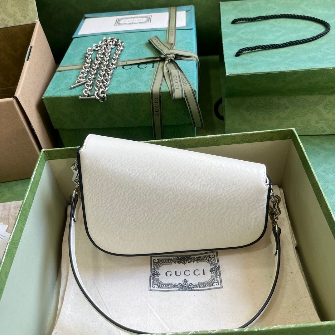 ＧＣＣＩHORSEBIT 1955 MINI LEATHER SHOULDER BAG WHITE