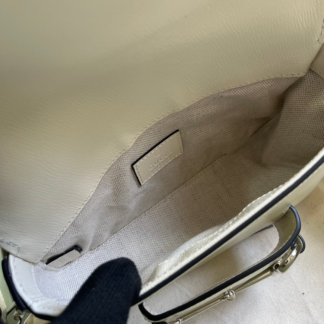 ＧＣＣＩHORSEBIT 1955 MINI LEATHER SHOULDER BAG WHITE