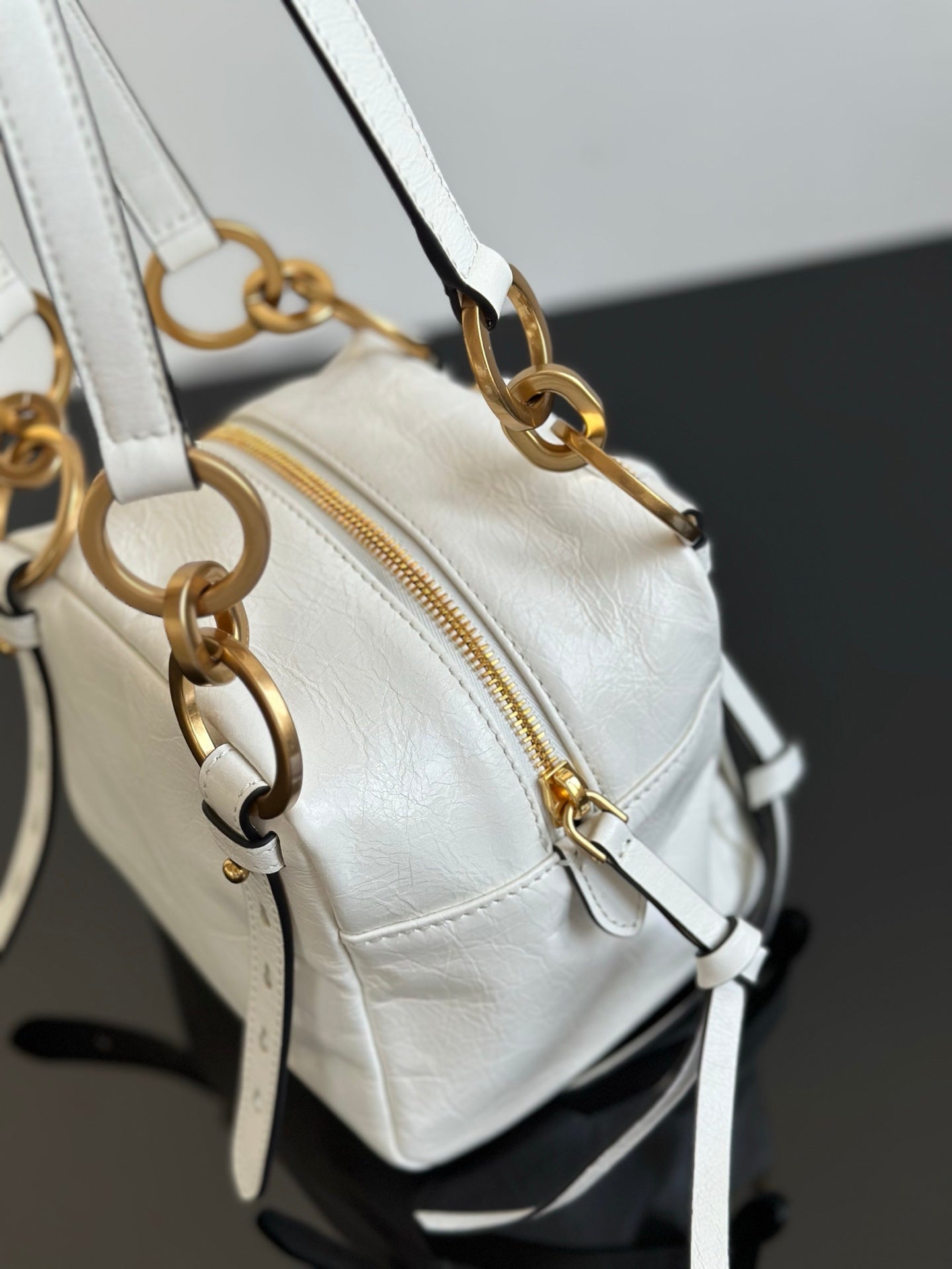 ＰＲＤＡ DANGLE LEATHER TOP-HANDLE MINI-BAG WHITE