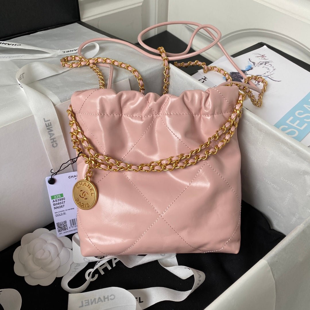 ＣＨＮＥＬ22 MINI HANDBAG PINK GOLD METAL