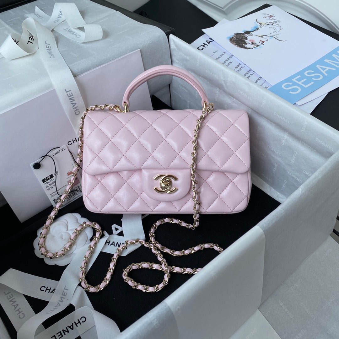 ＣＨＮＥＬMINI FLAP BAG WITH HANDLE LIGHT PINK