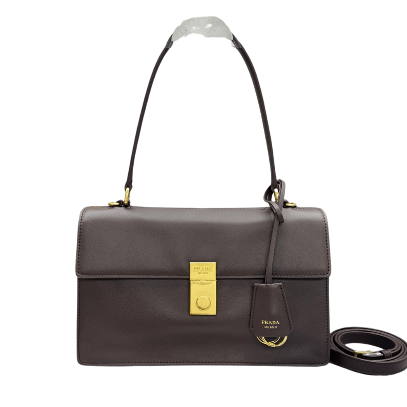 ＰＲＤＡ SOFT SOUND MEDIUM LEATHER SHOULDER BAG DARK BROWN