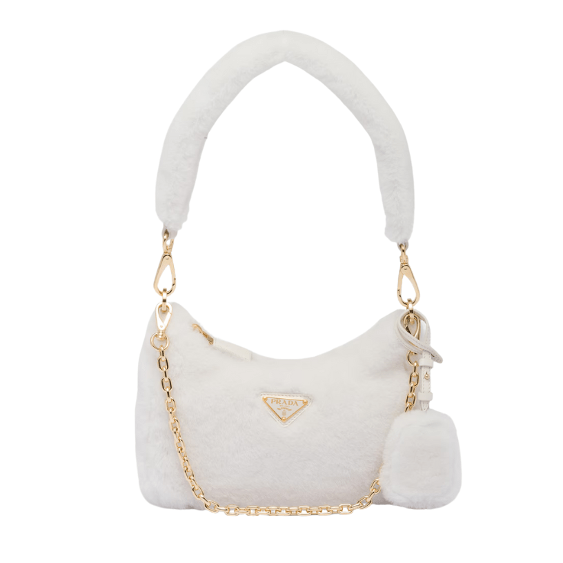 ＰＲＤＡ RE-EDITION SHEARLING MINI-BAG WHITE
