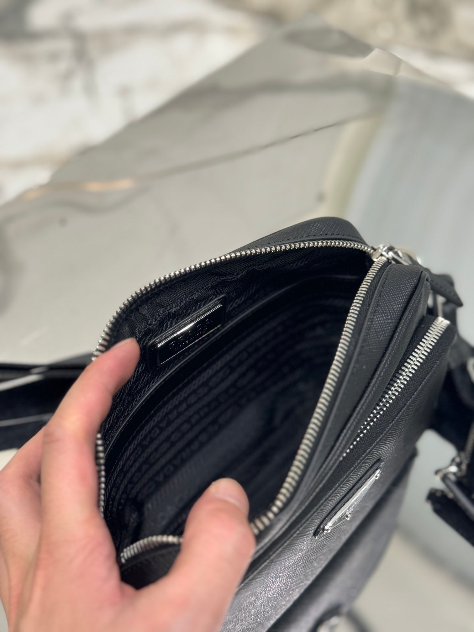 ＰＲＤＡ SAFFIANO LEATHER SHOULDER BAG BLACK