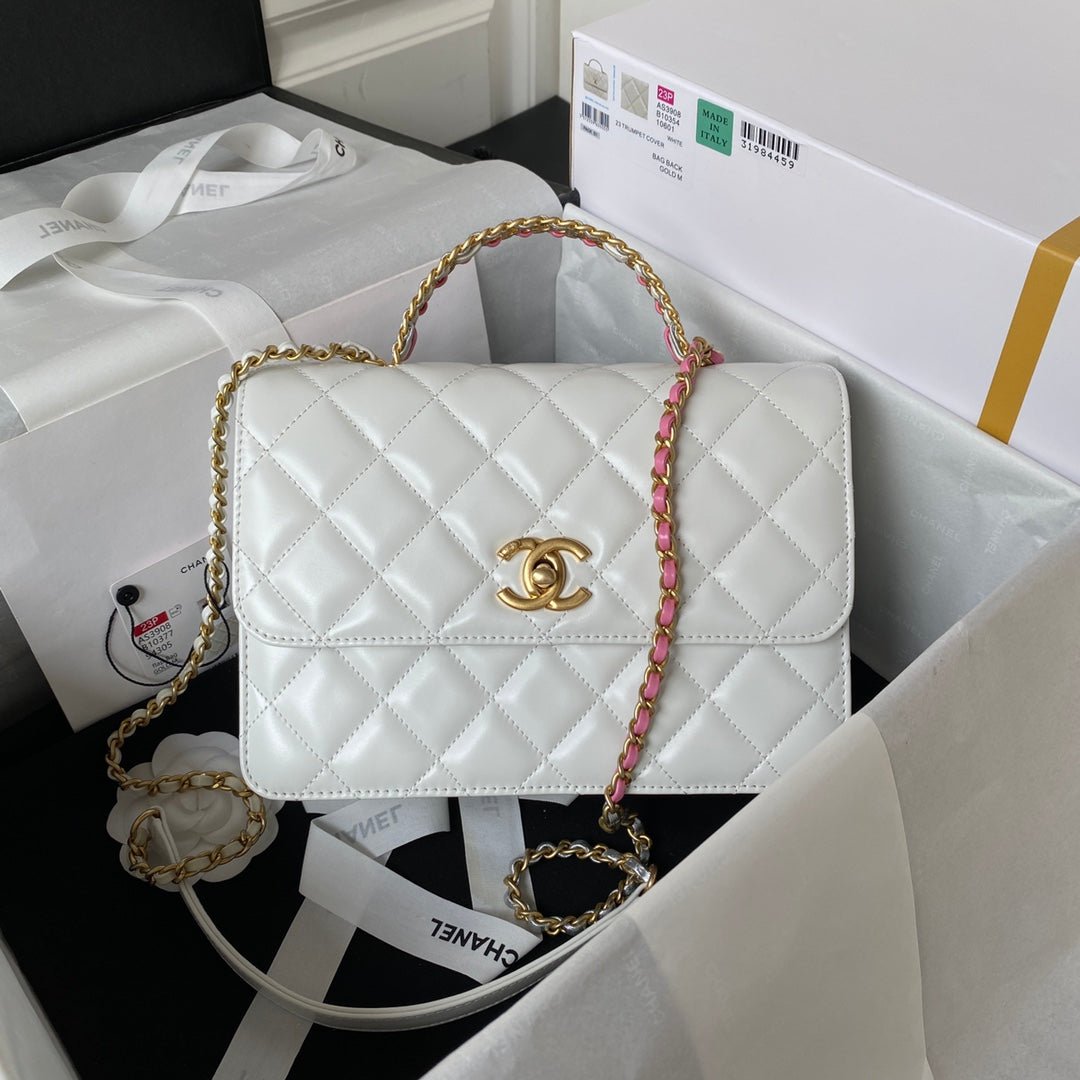 ＣＨＮＥＬRAINBOW TOP HANDLE FLAP BAG WHITE