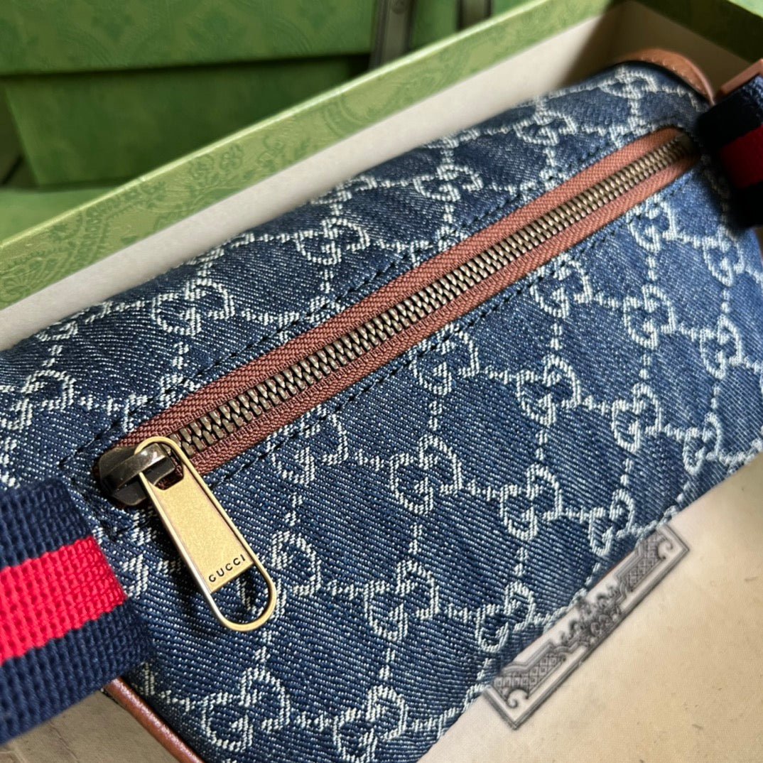 ＧＣＣＩGG DENIM WEB BELT BAG BLUE