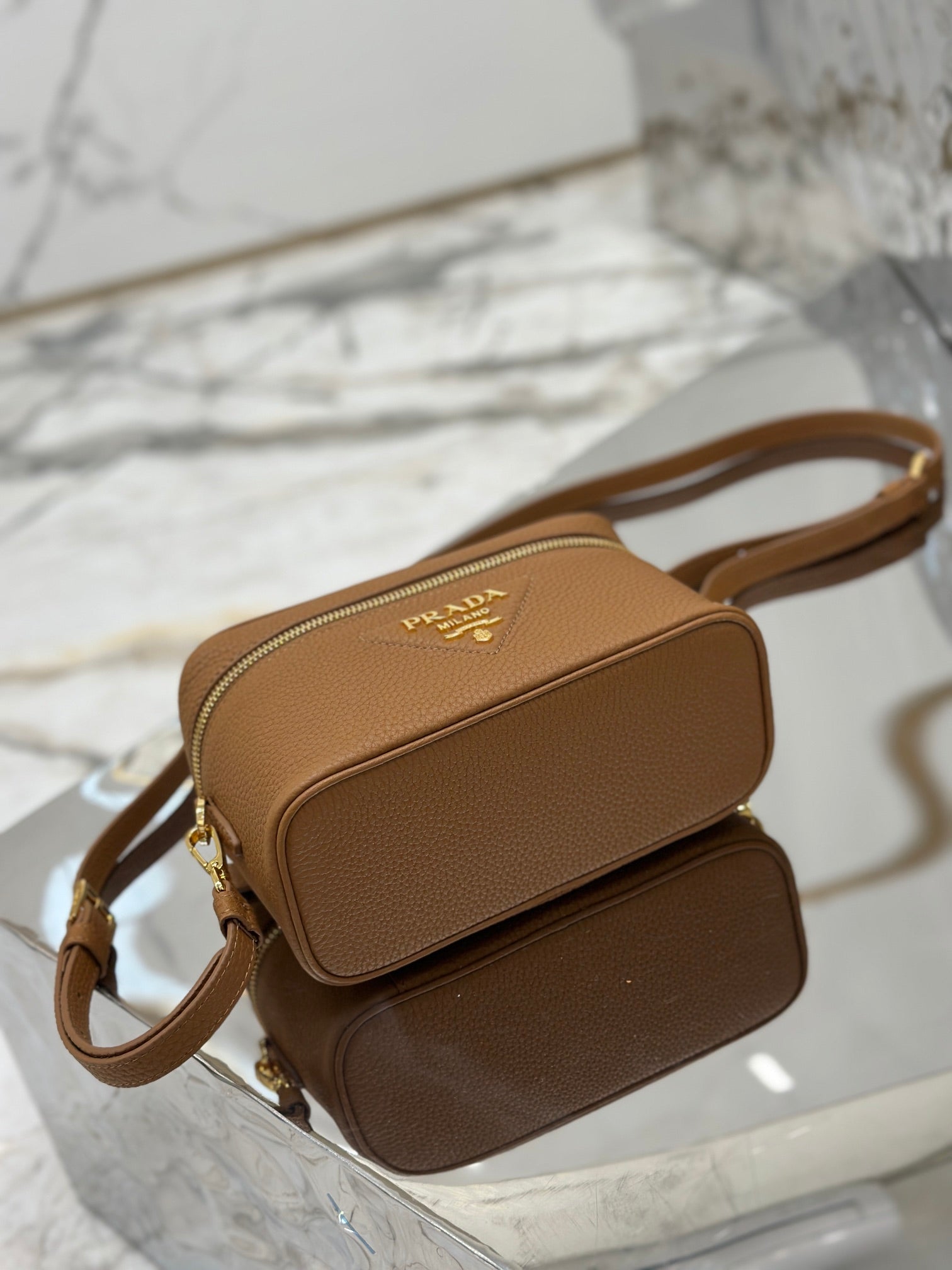 ＰＲＤＡ LEATHER MINI BAG COGNAC