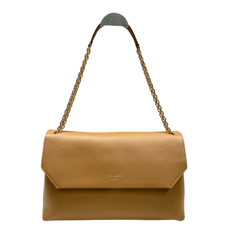 ＰＲＤＡ DOUX EXTRA LARGE LEATHER SHOULDER BAG CARAMEL
