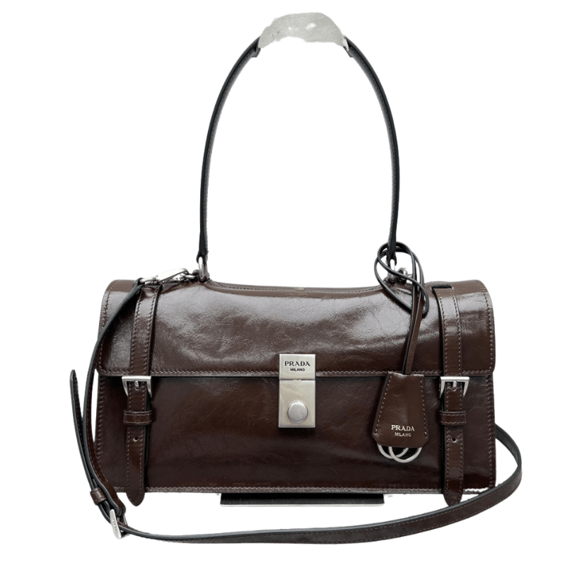 ＰＲＤＡ MEDIUM LEATHER HANDBAG DARK BROWN