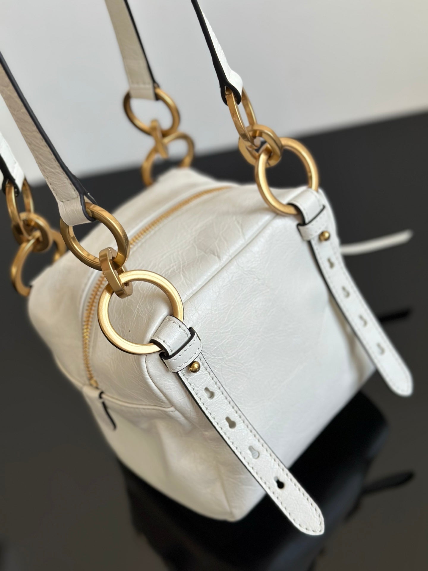 ＰＲＤＡ DANGLE LEATHER TOP-HANDLE MINI-BAG WHITE