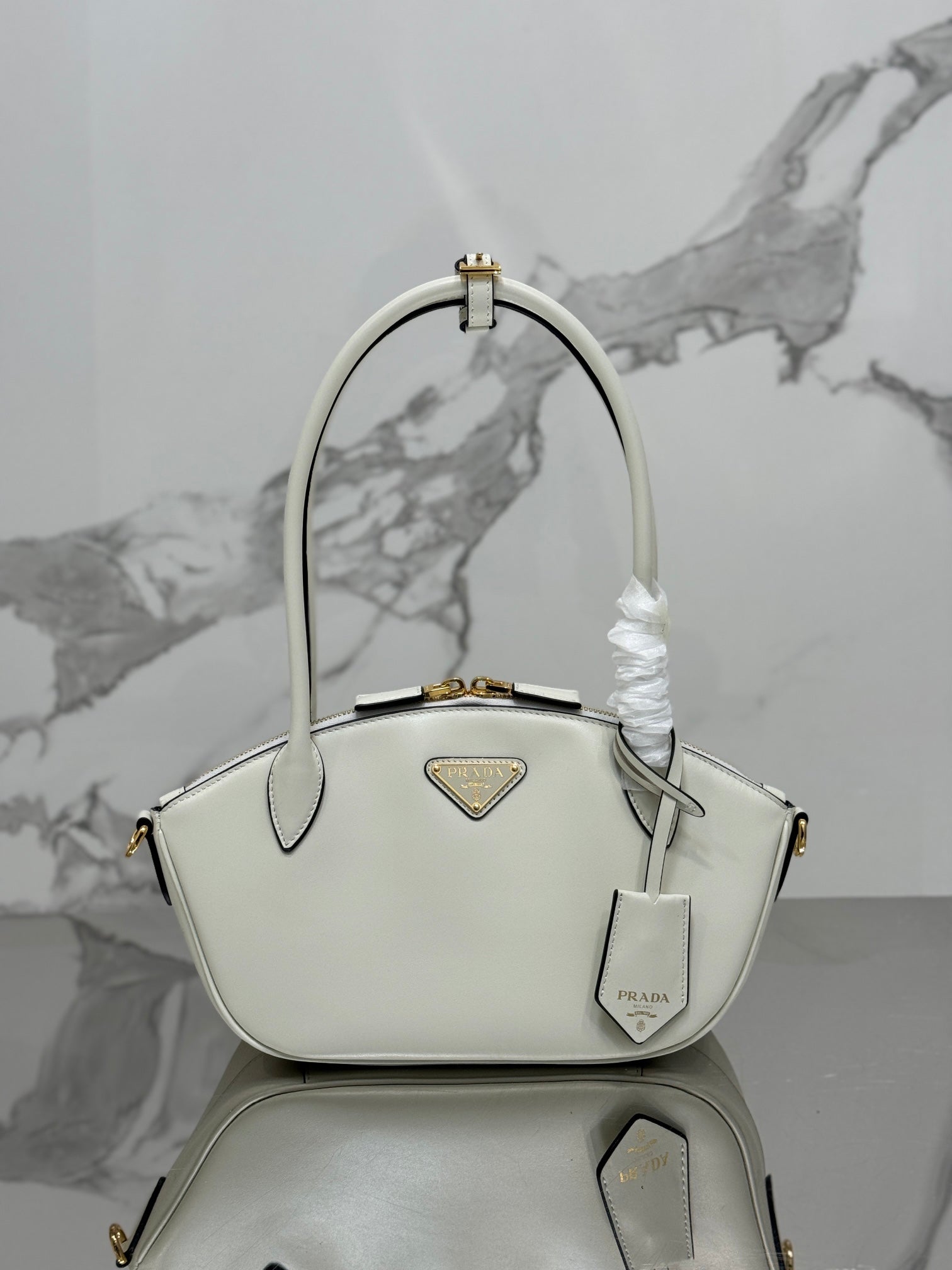ＰＲＤＡ SMALL LEATHER HANDBAG WHITE