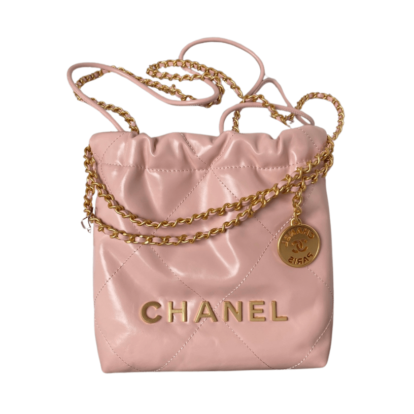 ＣＨＮＥＬ22 MINI HANDBAG PINK GOLD METAL