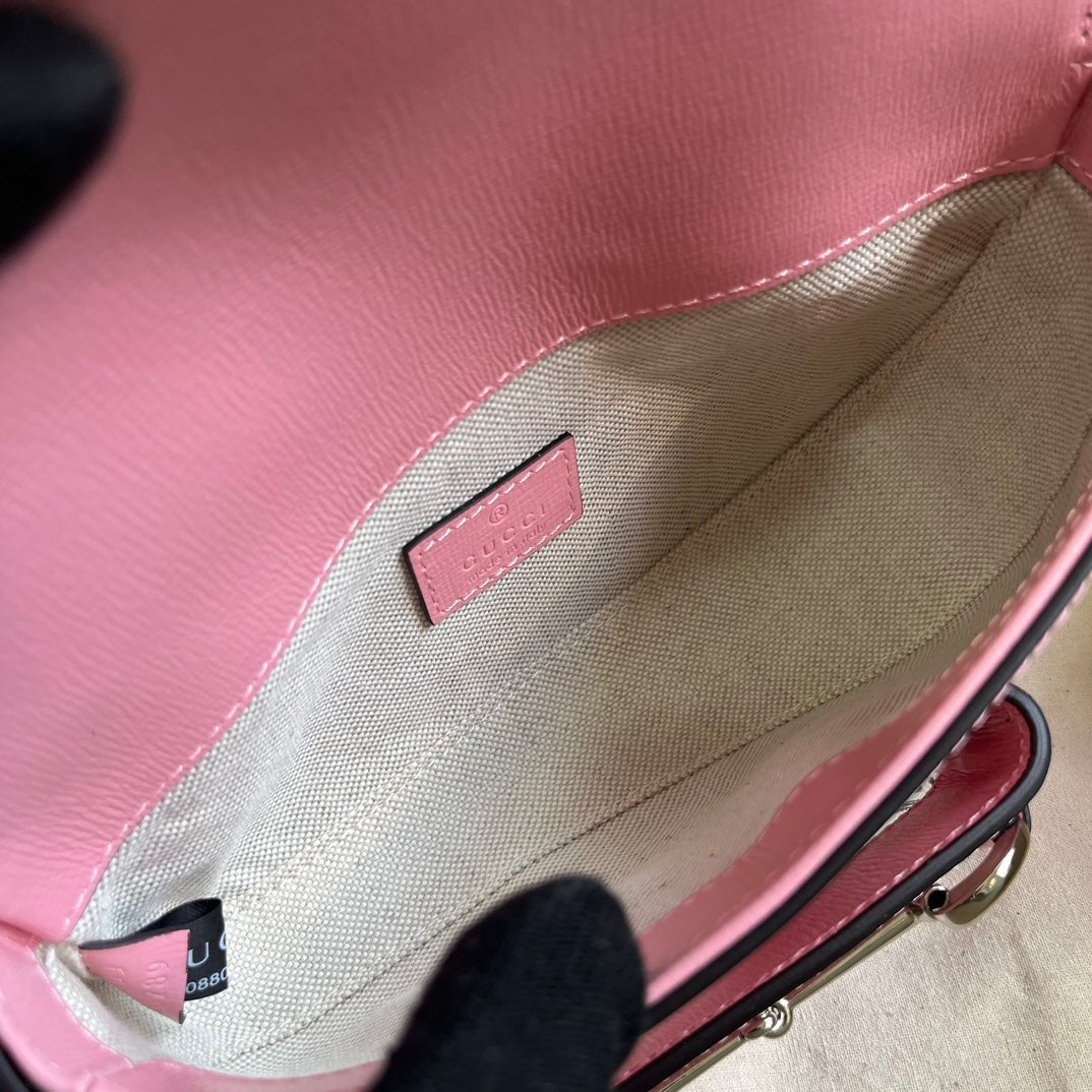 ＧＣＣＩHORSEBIT 1955 MINI LEATHER SHOULDER BAG PINK