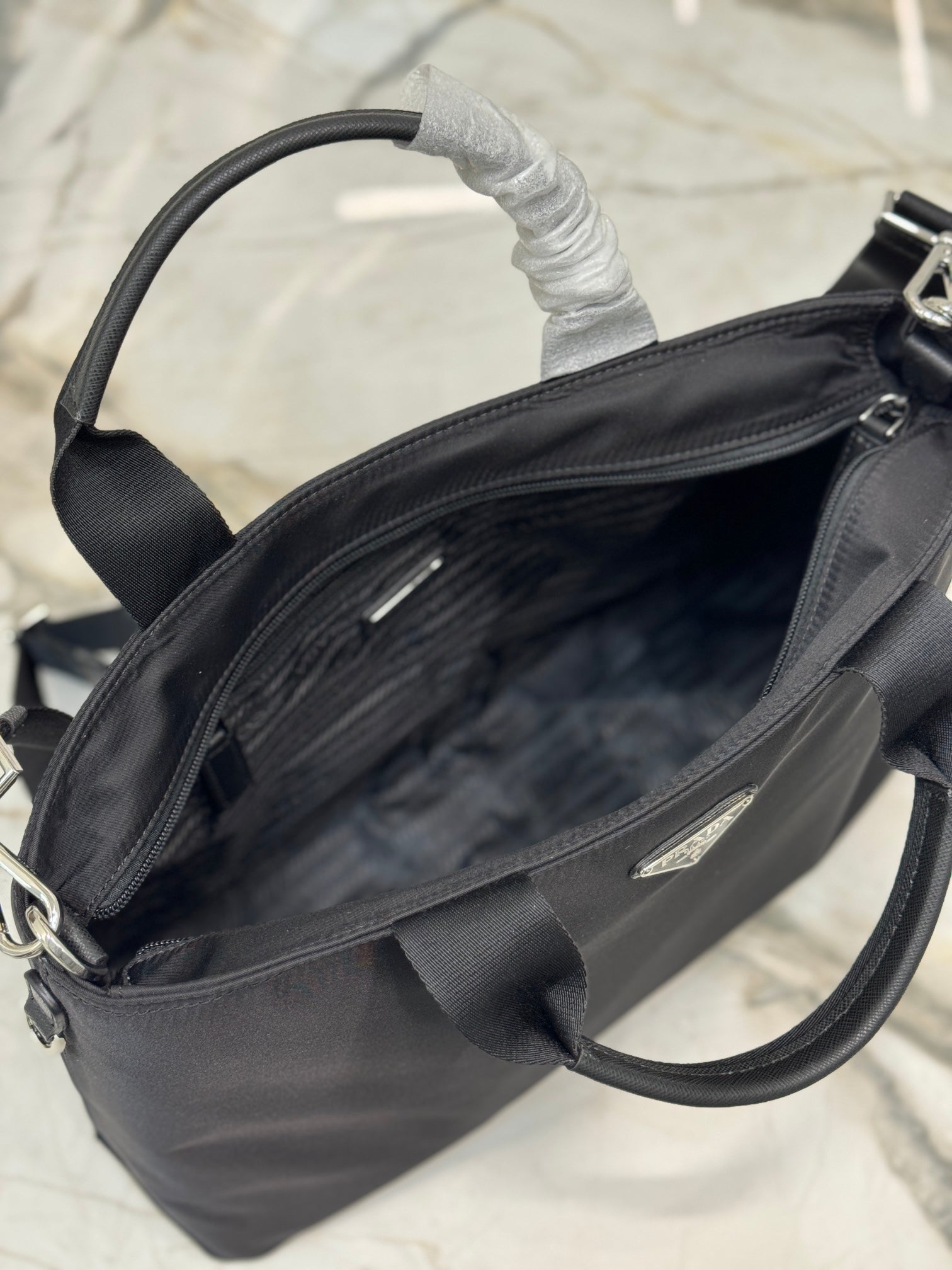 ＰＲＤＡ RE-NYLON AND SAFFIANO LEATHER TOTE BAG