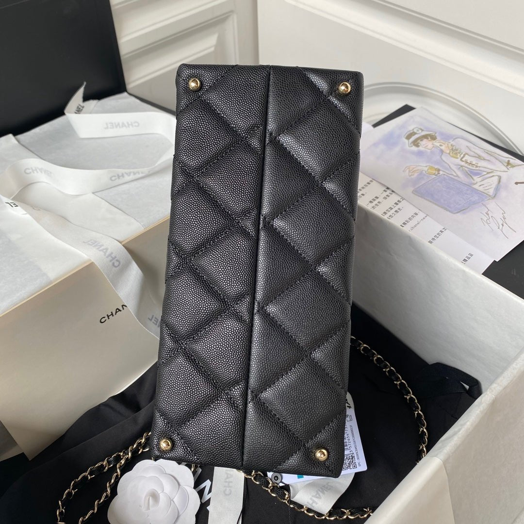 ＣＨＮＥＬTOP HANDLE FLAP BAG BLACK