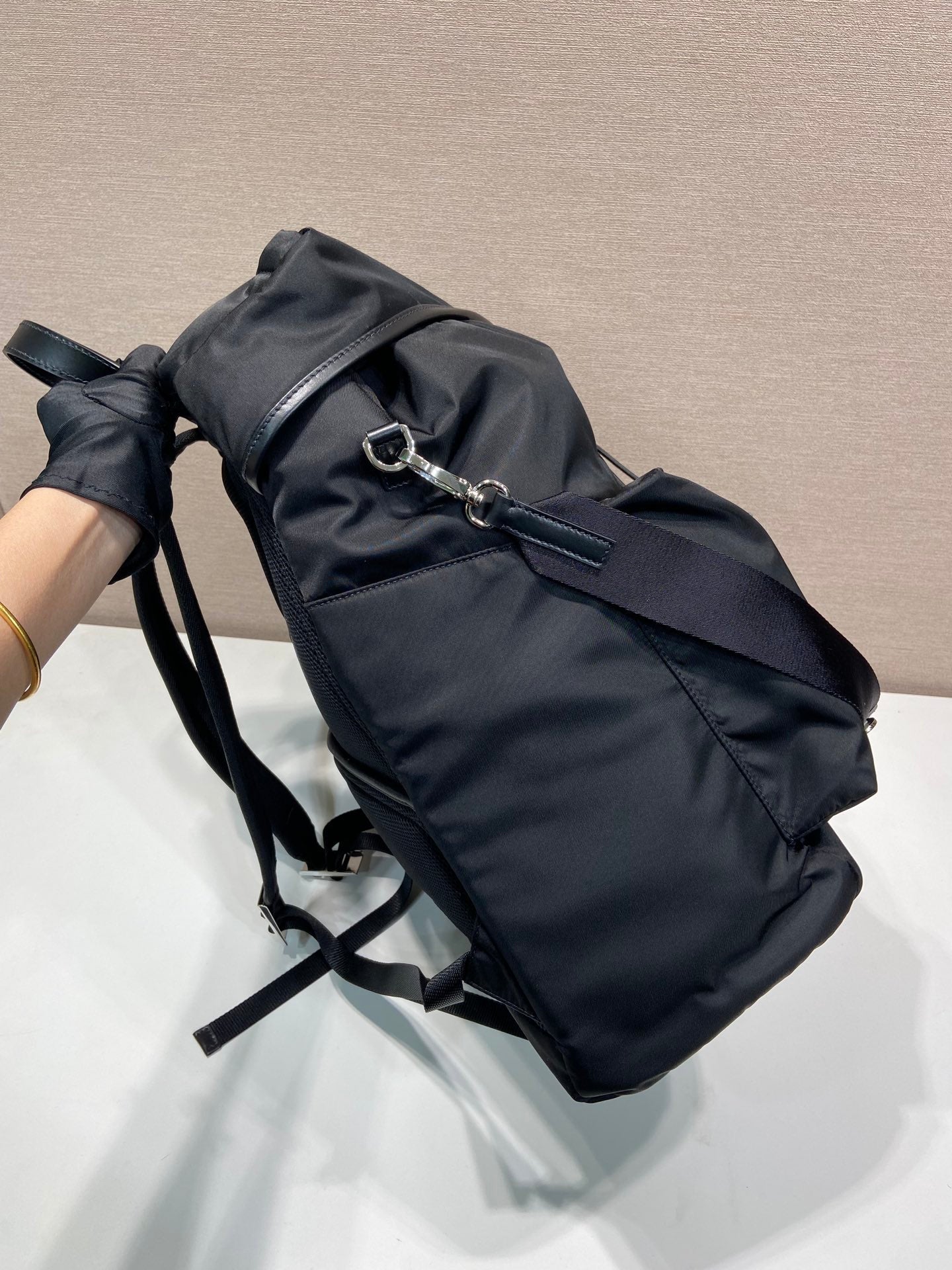 ＰＲＤＡ RE-NYLON AND LEATHER BACKPACK BLACK