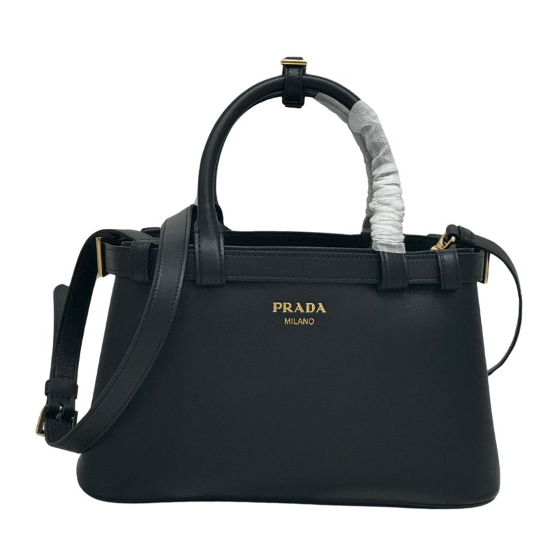 ＰＲＤＡ BUCKLE LEATHER HANDBAG WITH DOUBLE BELT