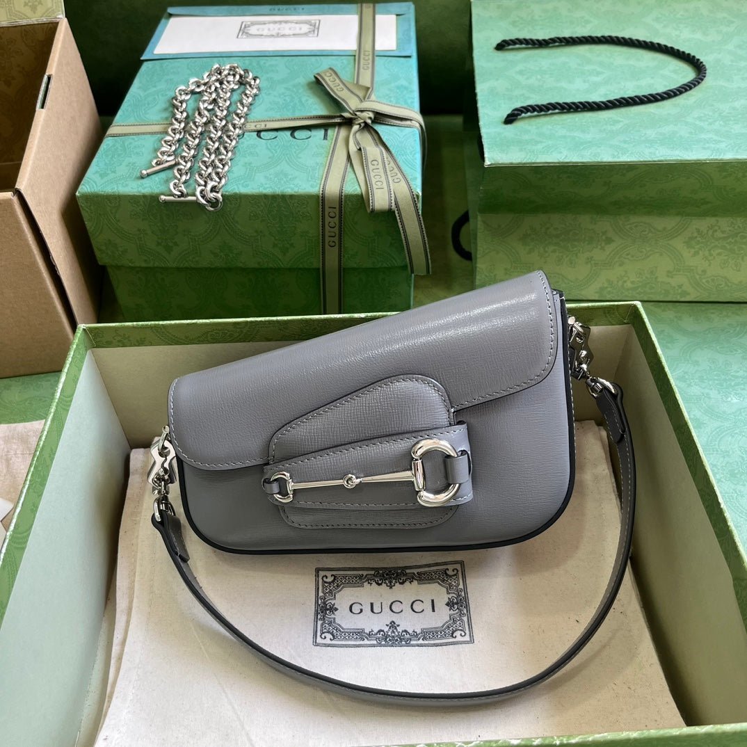 ＧＣＣＩHORSEBIT 1955 MINI LEATHER SHOULDER BAG GREY