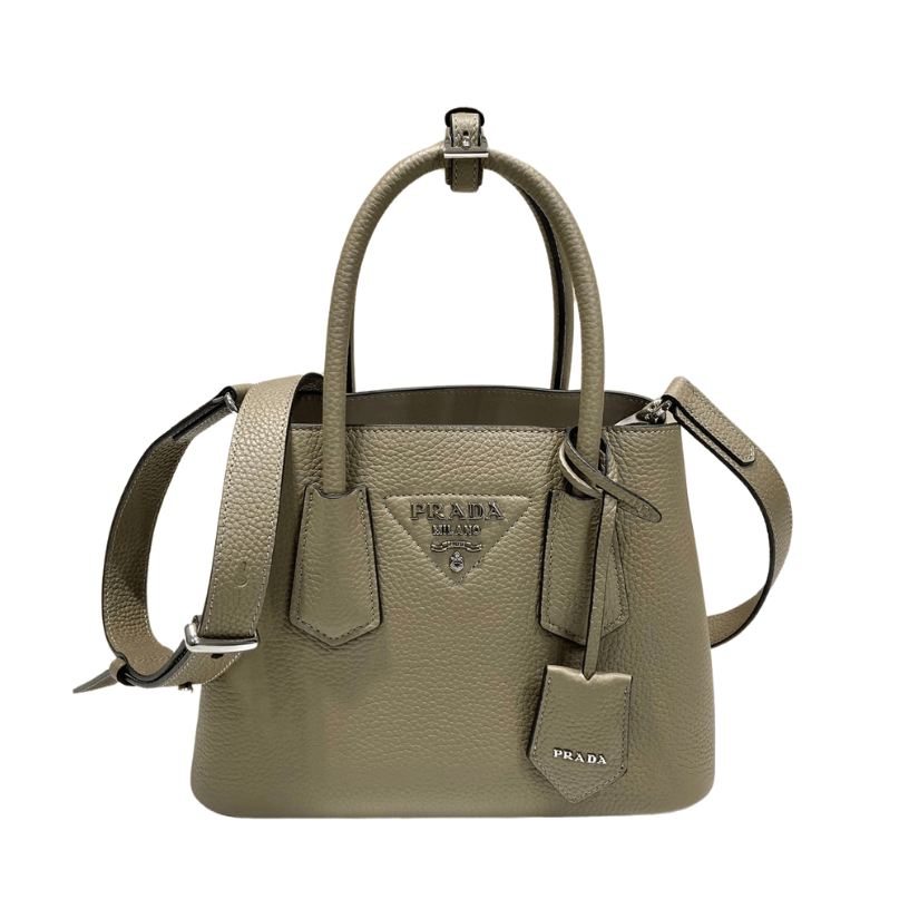 ＰＲＤＡ LEATHER TOTE BAG TAUPE GRAY