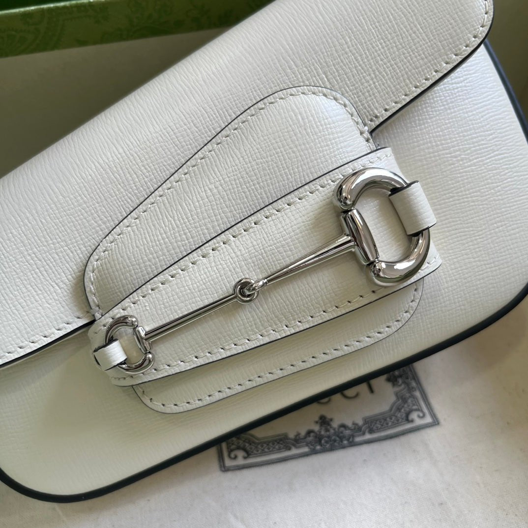 ＧＣＣＩHORSEBIT 1955 MINI LEATHER SHOULDER BAG WHITE