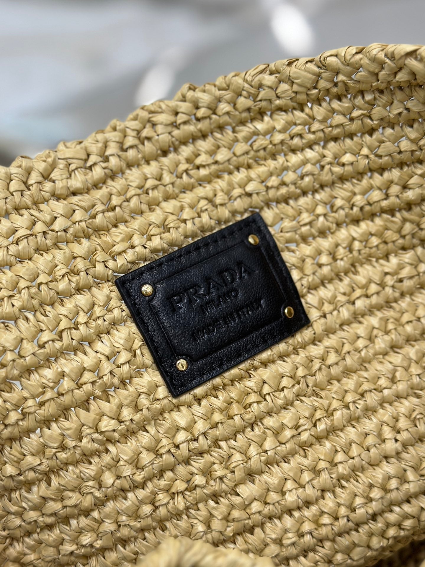 ＰＲＤＡ BEIGE RAFFIA TOTE BAG