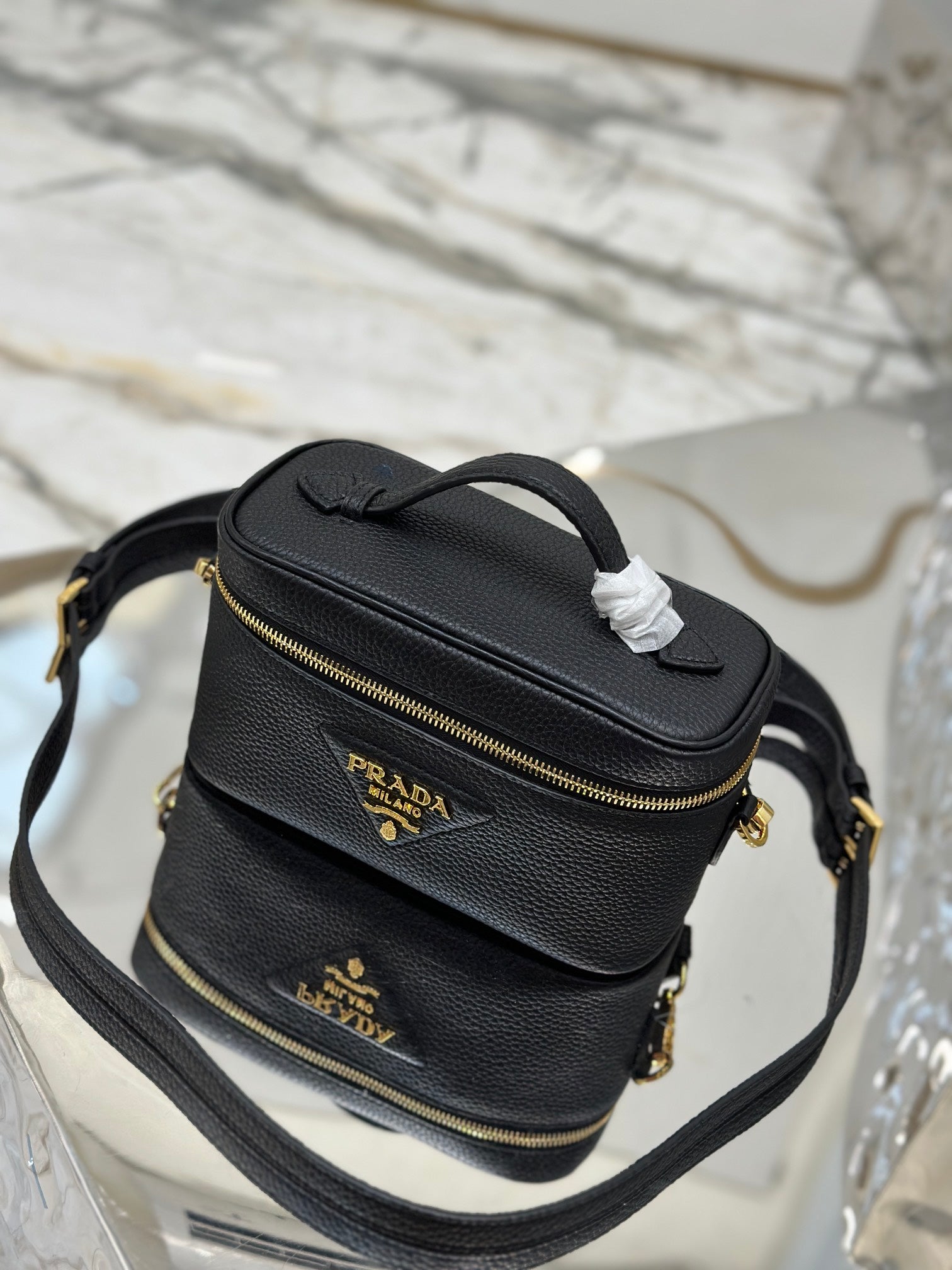 ＰＲＤＡ LEATHER MINI BAG BLACK
