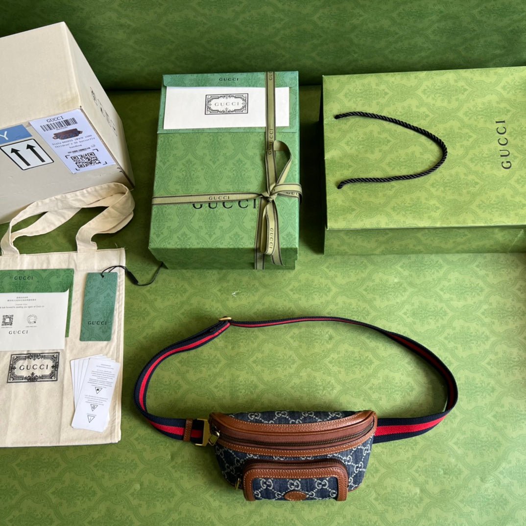 ＧＣＣＩGG DENIM WEB BELT BAG BLUE