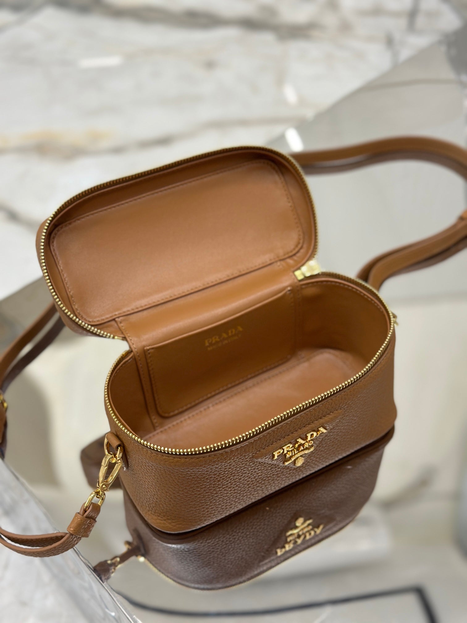 ＰＲＤＡ LEATHER MINI BAG COGNAC