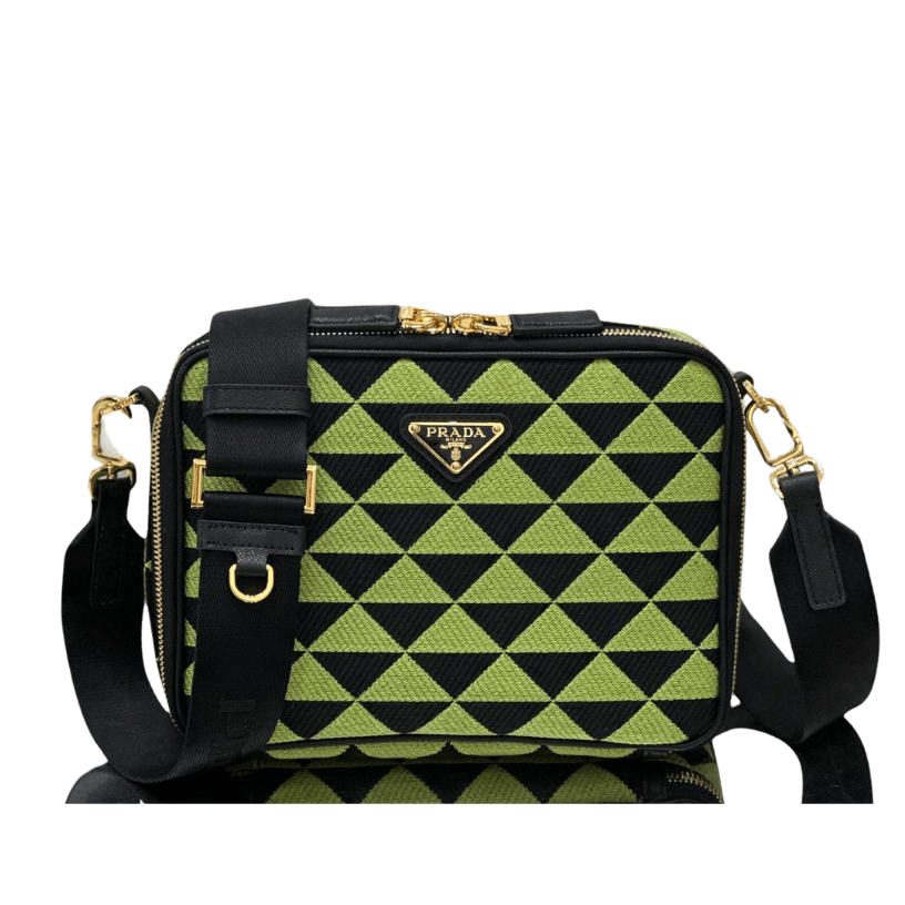 ＰＲＤＡ SYMBOLE EMBROIDERED FABRIC BAG GREEN BLACK